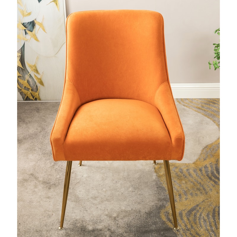 Mid Century Velvet Upholstered Dining Chair - Orange