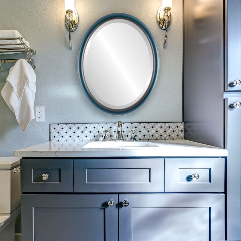 Pasadena Framed Oval Mirror in Royal Blue