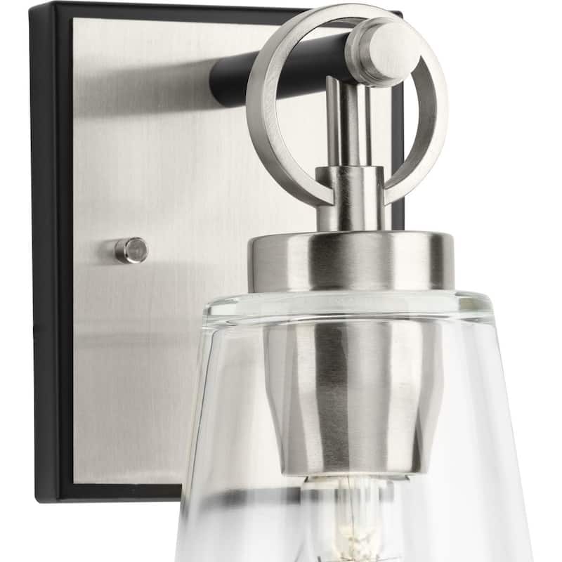 Cassell Collection One-Light Brushed Nickel Matte Black Luxe Industrial Bath & Vanity Light - 4.75 in x 6.62 in x 9.12 in