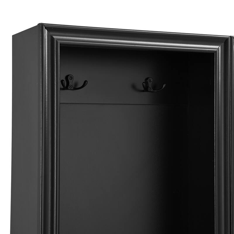 Elegant Free Standing Hall Tree Set of 2, Multifunctional 3-IN-1 Entryway Coat Rack with Black Retro Handles