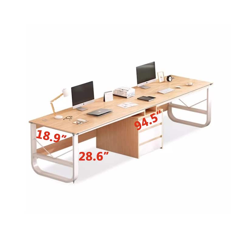 Modern Double Computer Desk with Perforated Line