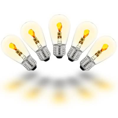 5 Pack LED S14 Outdoor Patio Edison Replacement Bulbs, Flicker Flame, E26 Base - Warm White