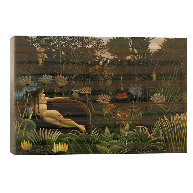 The Dream, 1910 Print On Wood by Henri Rousseau - Multi-Color - 18x26x1.5