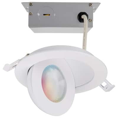 Starfish 9W LED Gimbal Downlight 4 Inch 2700K-5000K RGB Tunable White Remote Driver White