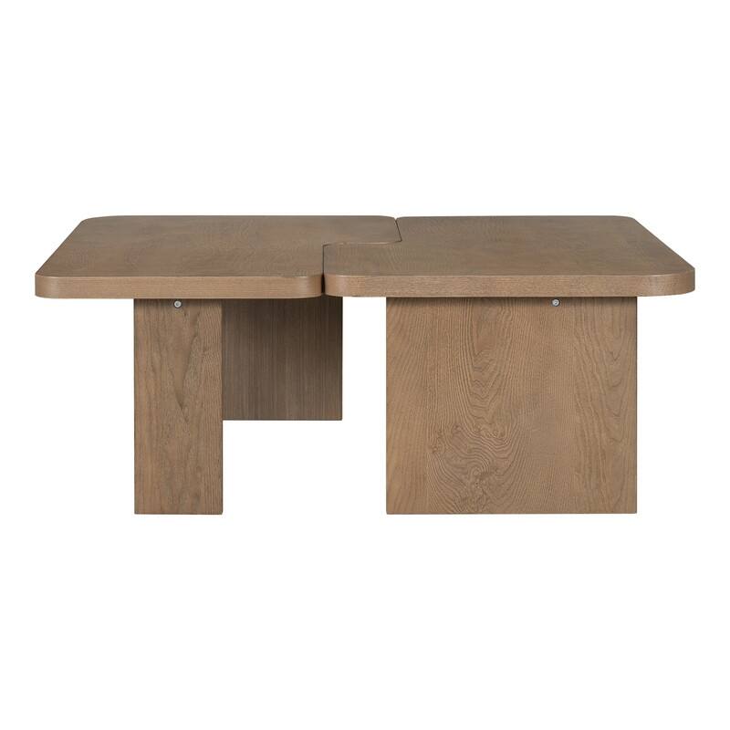 Modern Minimalist Rectangle Coffee Table with Splicing Design, Multifunctional Combination Table for Living Room