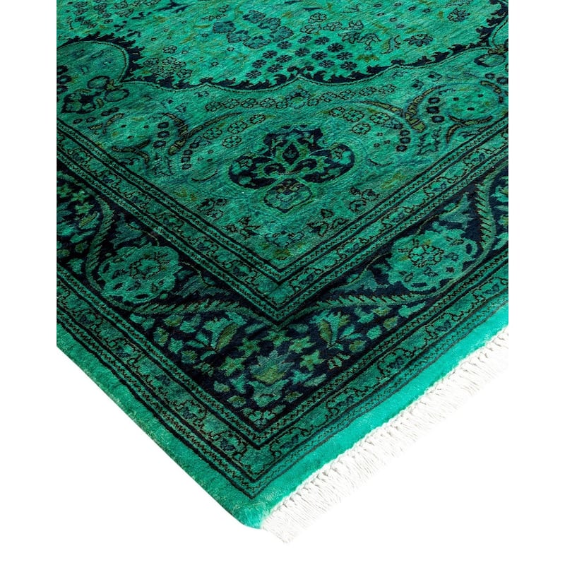 Overton Hand Knotted Wool Vintage Inspired Modern Contemporary Overdyed Black Area Rug - 4' 2" x 6' 4"