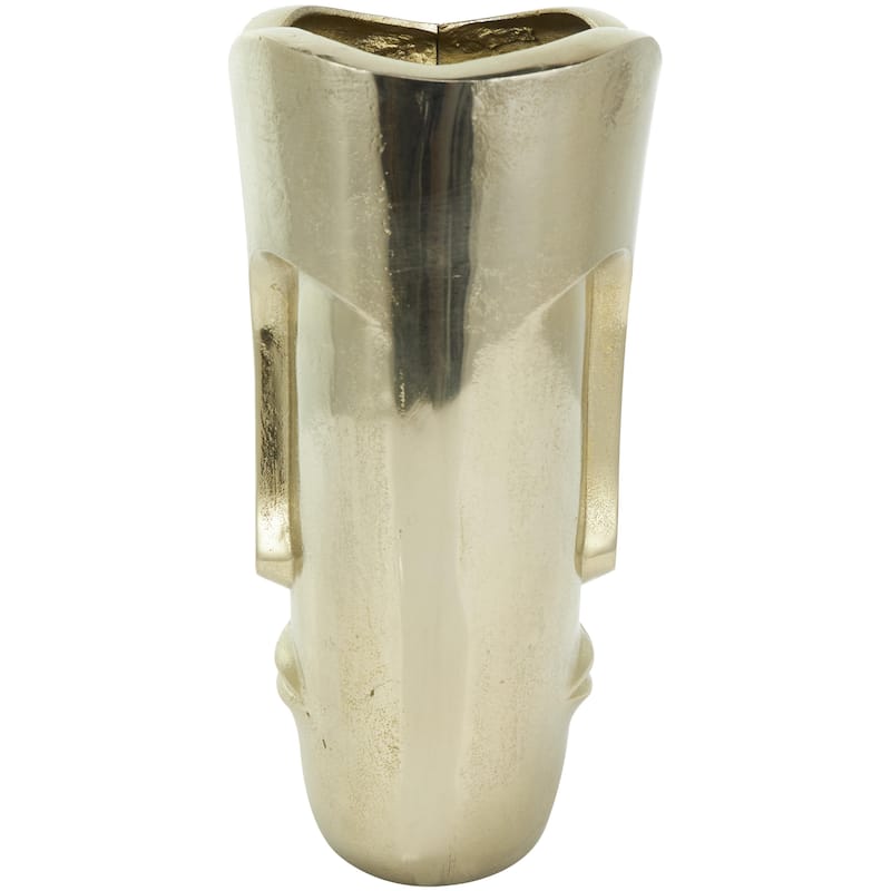 Aluminum Metal Face Decorative Vase with Abstract Details - Set of 2 Gold - Roche River Decor