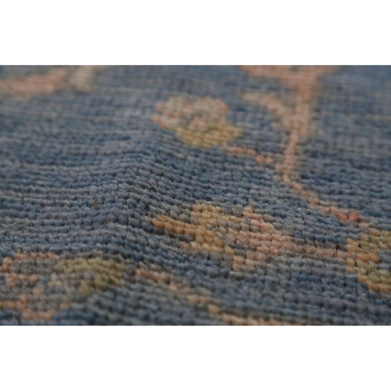 Hand Knotted Oriental 100% Wool Carpet Transitional All-Over Navy Blue & Blues Oushak Area Rug - 10' 0'' X 8' 2''