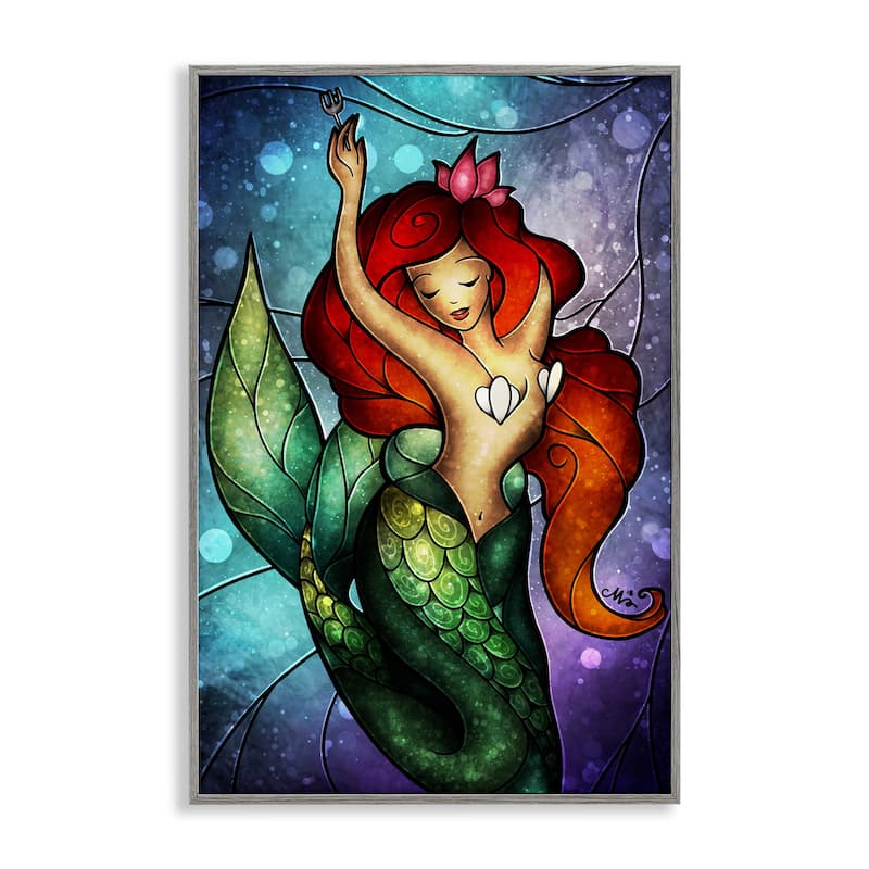 Stupell Undersea Dreaming Mermaid Framed Giclee Art Design By Mandie Manzano - 16 x 24 - Grey