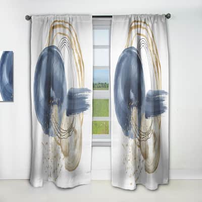Designart 'Abstract Dark Blue Gold & Black Underwater Life' Modern Curtain Single Panel