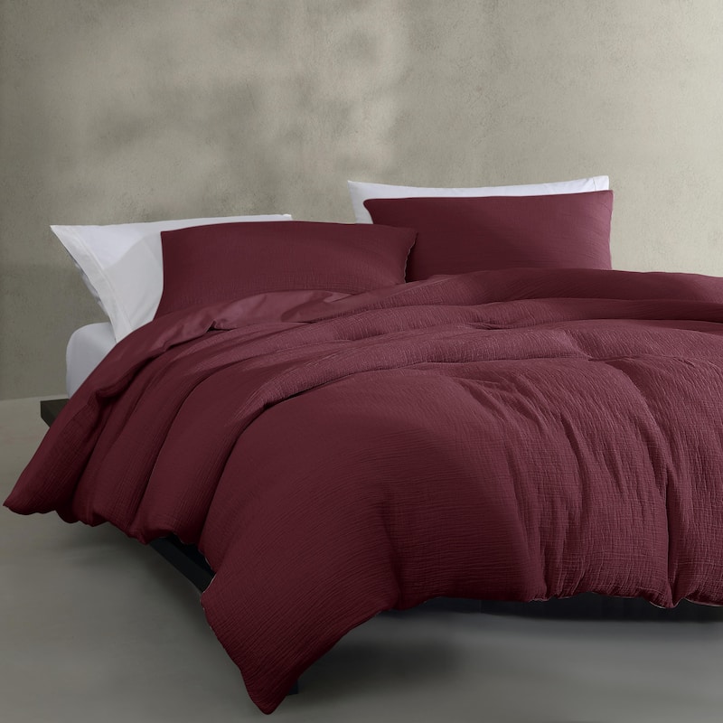 Calvin Klein Washed Texture Solid Cotton Duvet Cover Set
