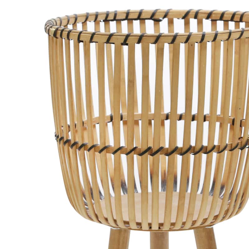 Sagebrook Home Wicker Modern Boho Bamboo Planter Set