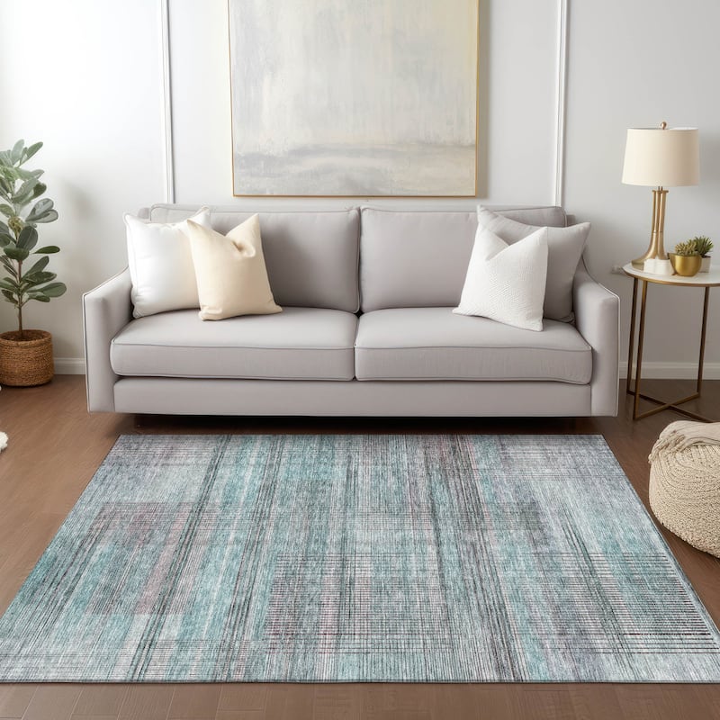 Machine Washable Indoor/ Outdoor Chantille Contemporary Imprints Rug