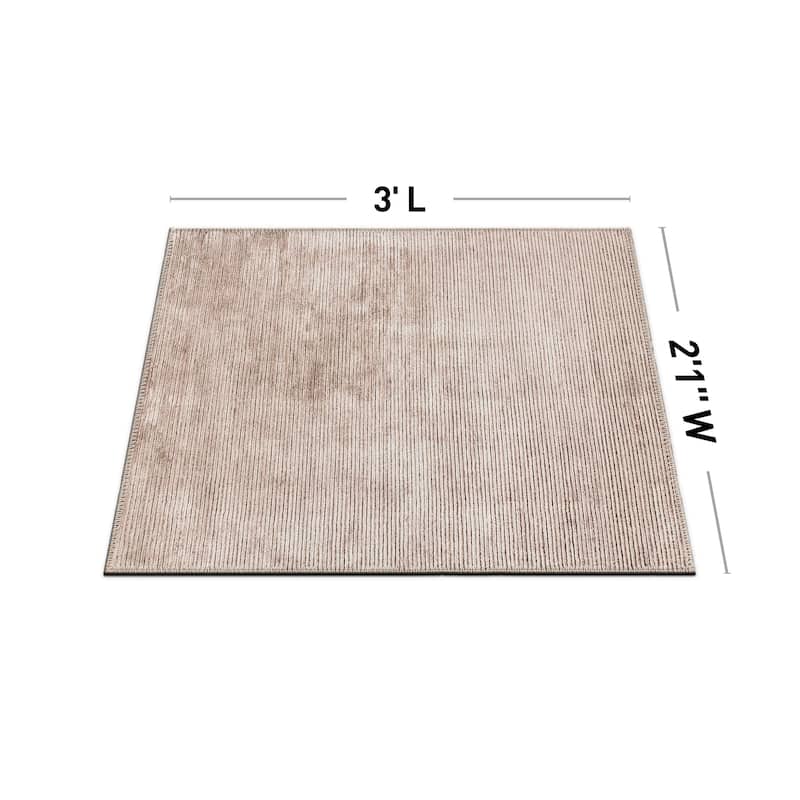 Contemporary Distressed Stripe Machine Washable Area Rug