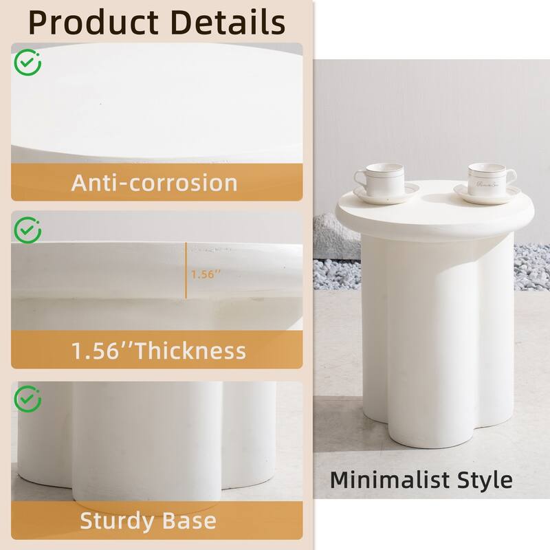 15.74" Modern Minimalist Magnesia Oxide Side Table for Living Space