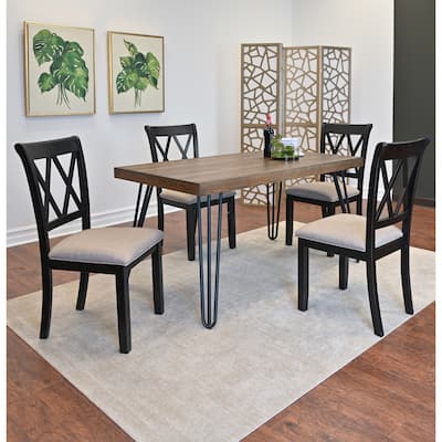 Dining Room Furniture Set for 5 Piece, Retro Rectangular Kitchen Hairpin Table with 4 Cross Back Chairs, for Living Room
