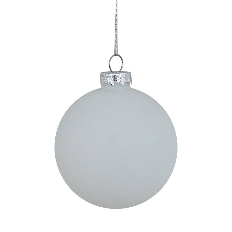 Matte Christmas Tree Glass Ball Ornaments - 3" - White - 4ct