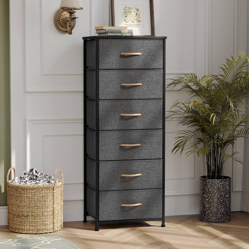 Pellebant 6 Drawers Vertical Storage Tower - Grey - 6-drawer