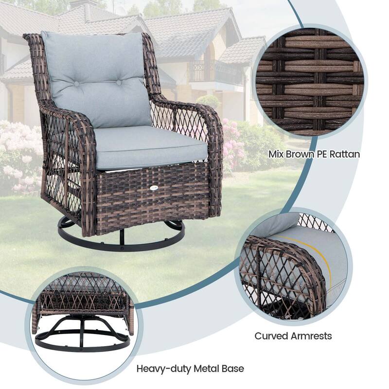 3 PCS Outdoor Swivel Rocking Bistro Set Patio Glider Rocker Chair Set