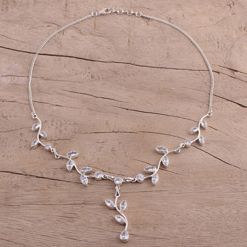 NOVICA Sparkling Garland, Quartz Y necklace