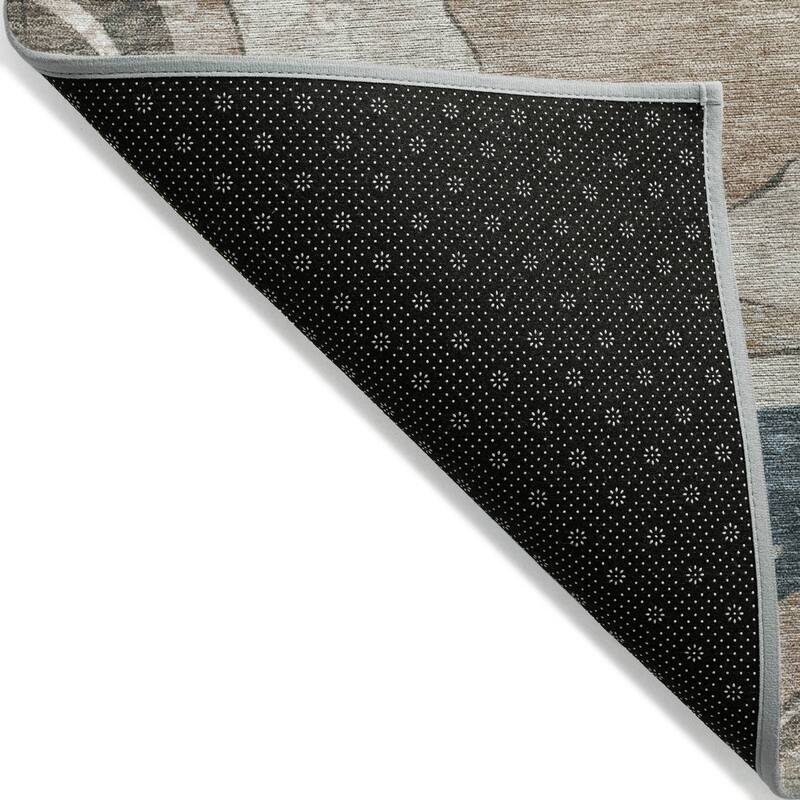 Machine Washable Indoor/Outdoor Contemporary Crackle Chantille Rug