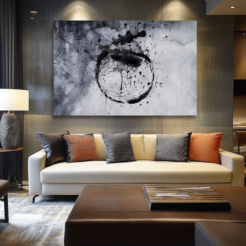 Grey Monochrome Momentum Hand Painted Abstract Canvas Wall Art 47"x31"