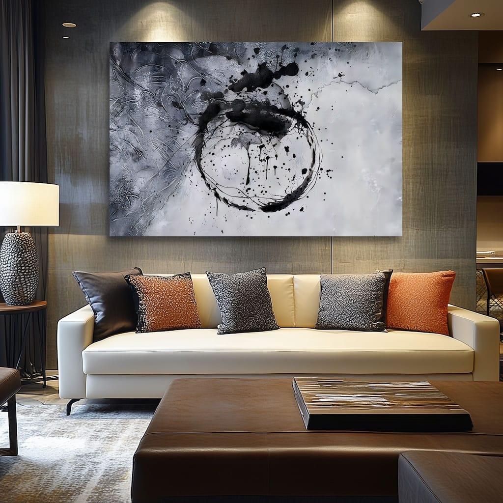 Grey Monochrome Momentum Hand Painted Abstract Canvas Wall Art 47"x31"