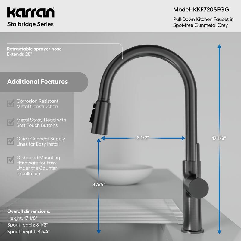 Karran Stalbridge Single Handle Pull-Down Sprayer Kitchen Faucet
