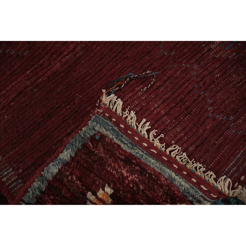 Hand Knotted Oriental 100% Wool Carpet Modern Tribal Red Moroccan Area Rug - 10' 0'' X 6' 9''