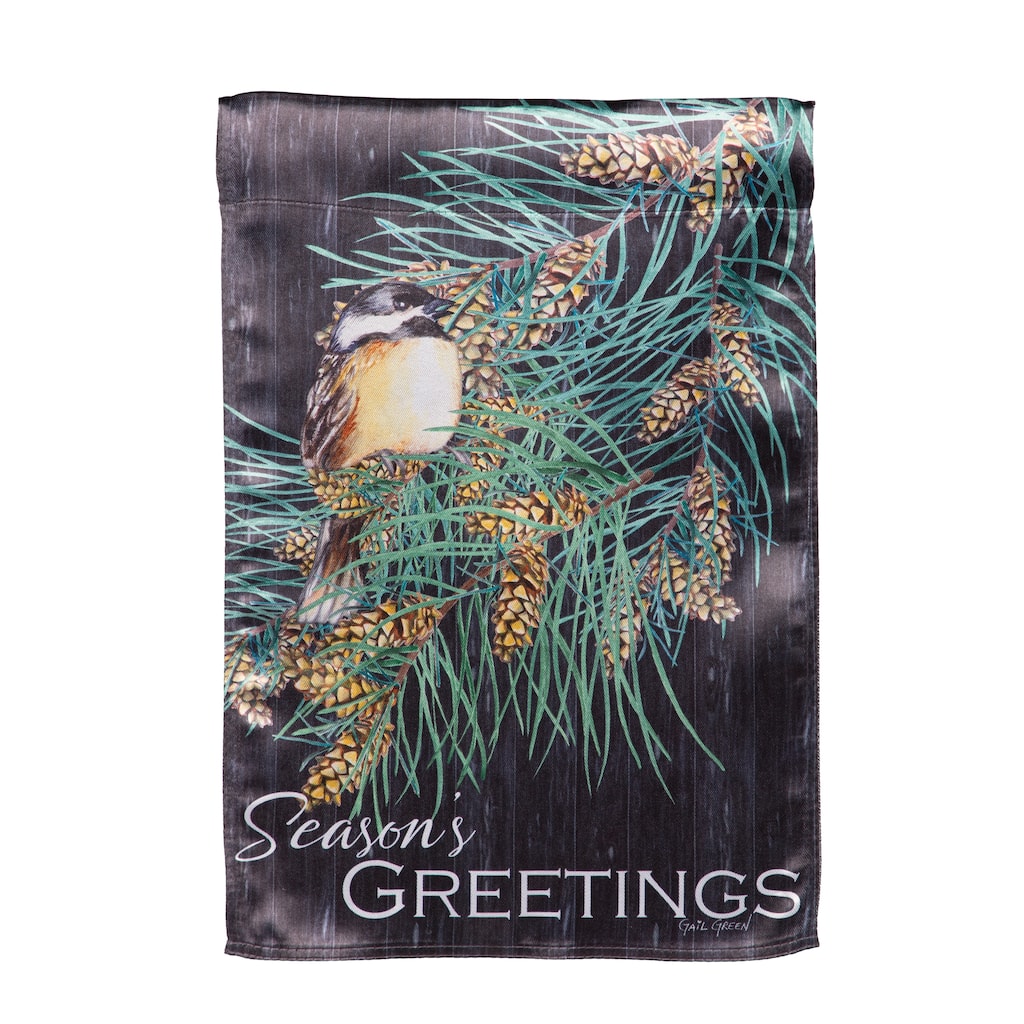 12.5 in. x 18 in. Season's Greeting Bird Lustre Garden Flag