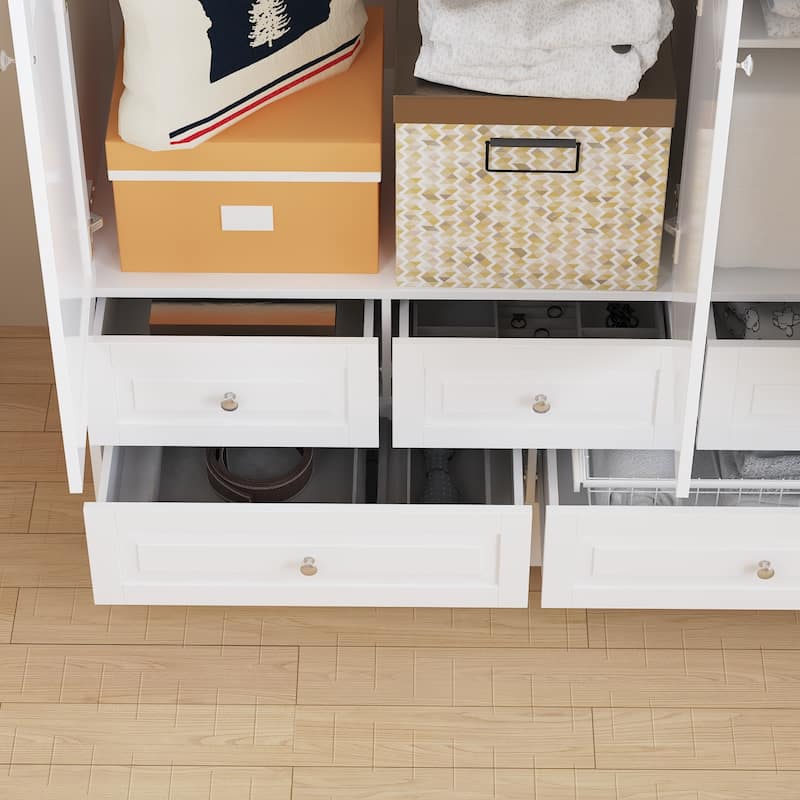 78.7"H Combo Twin Wardrobe Set Elegance Meets Utility Armoires Closet