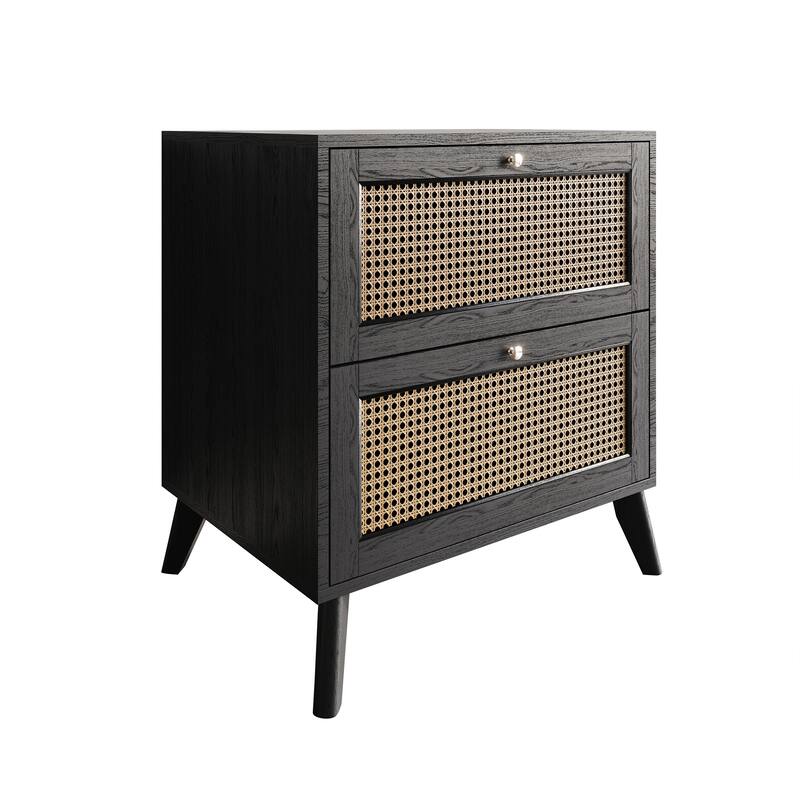 CraftPorch Mid-Century Modern Black Nightstand