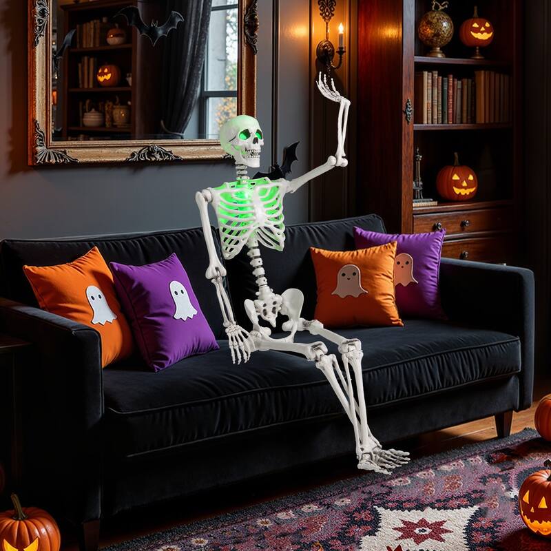 5.5 FT Halloween Skeleton Life-Size Poseable Skeleton w/ Movable Joints