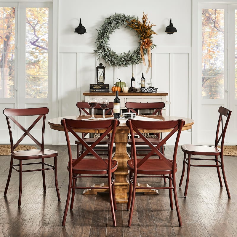 Eleanor Dining Set with Metal X-Cross Back Chairs by iNSPIRE Q Classic