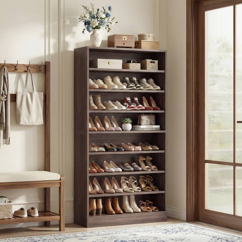 Cimly 45 Pairs Tall Shoe Cabinet, 9-Tier Wooden Shoe Storage Organizer with Adjustable Shelves