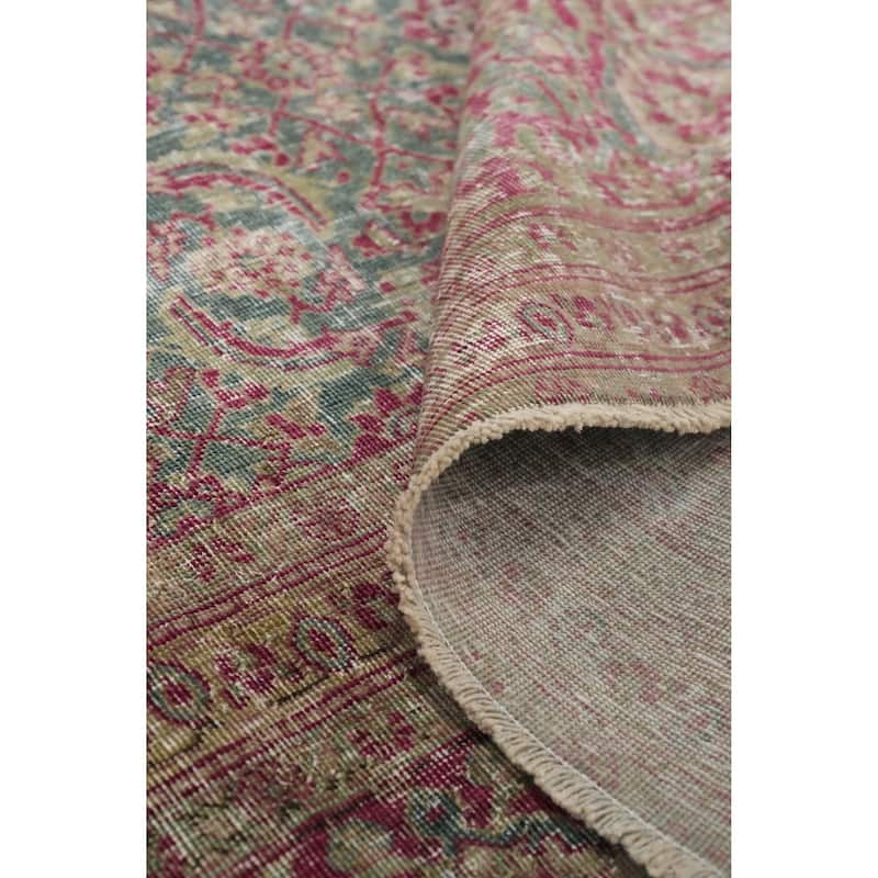 Hand Knotted Oriental 100% Wool Carpet Traditional All-Over Pink Tabriz Area Rug - 11' 11'' X 9' 0''