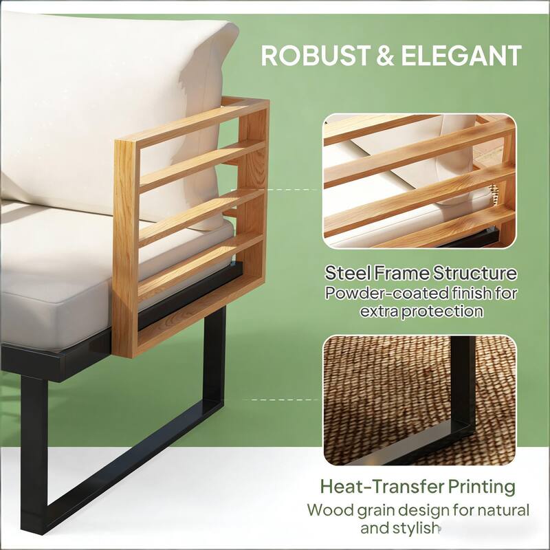 GDFStudio Outdoor Metal Bistro Set with 2 Chairs & Table