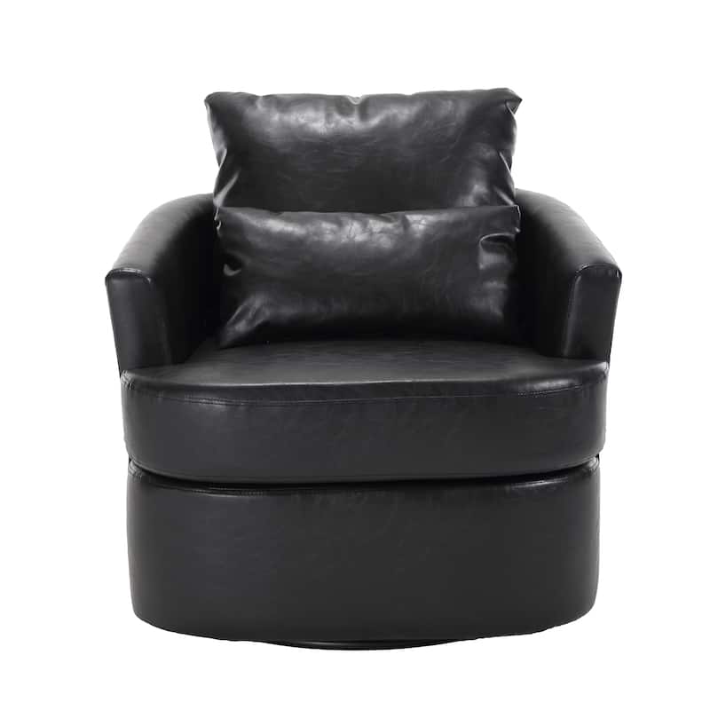 32.68" Swivel Barrel Chair with Metal Base