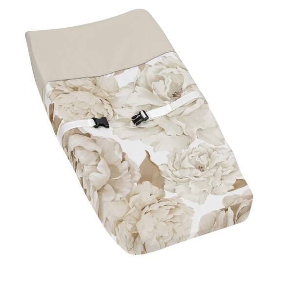 slide 2 of 6, Sweet Jojo Designs Taupe Beige Boho Shabby Chic Floral Girl Changing Pad Cover - Ivory Bohemian Vintage Garden Watercolor Flower