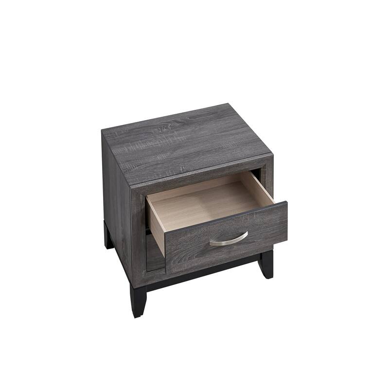 Modern Gray Nightstand with Smooth Drawers