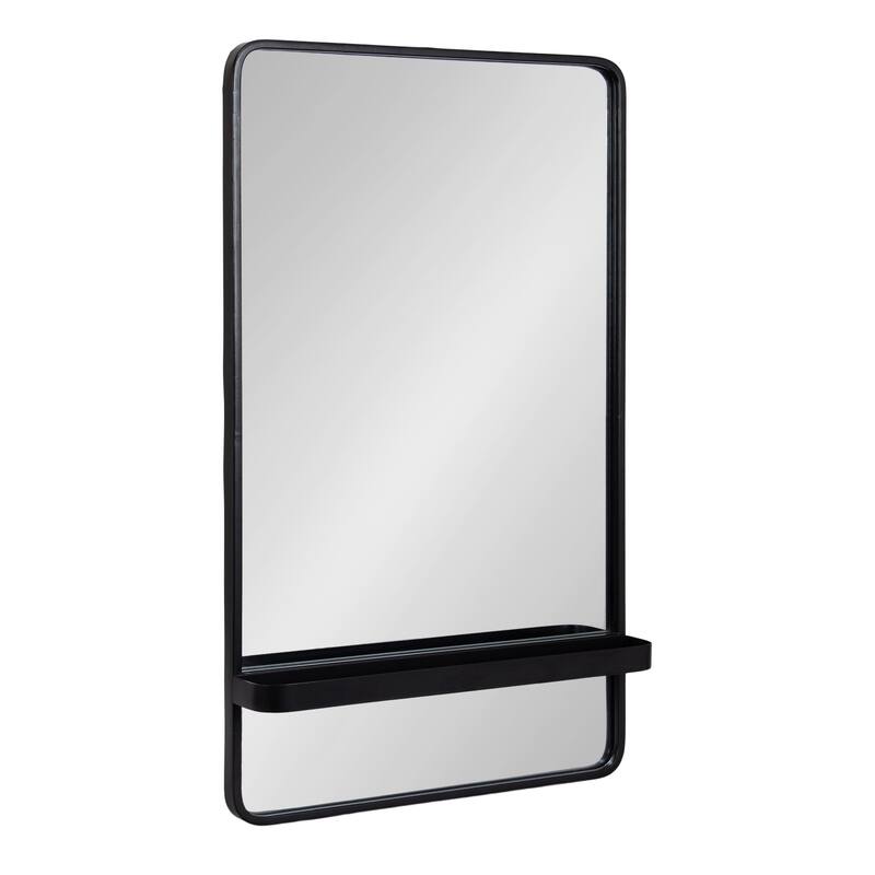Kate and Laurel Estero Wall Rectangle Mirror with Shelf - 20x34 - Black