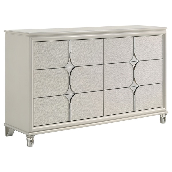 Olivia 6-drawer Dresser and LED Mirror Pearl White - On Sale