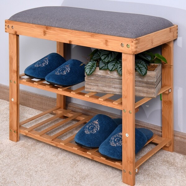 bamboo bench shoe rack