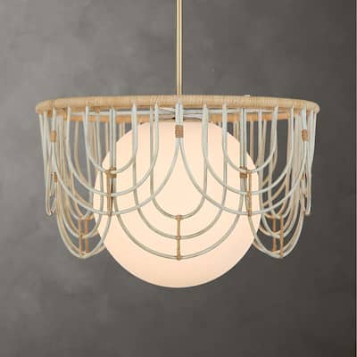 Opal Glass Globe Hanging Pendant Ceiling Light Fixture - 20"
