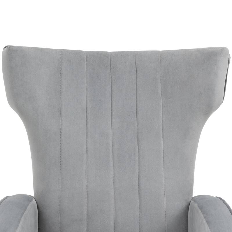 Mid-Century Velvet Wingback Accent Chair with Metal Legs