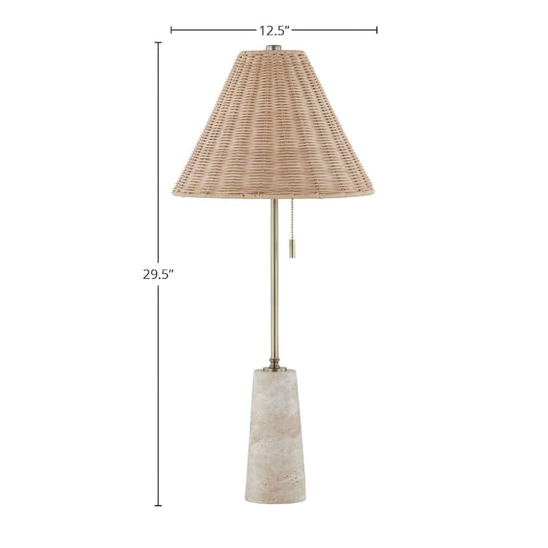 Lorraine 30" Buffet Lamp with Rattan Shade, Beige