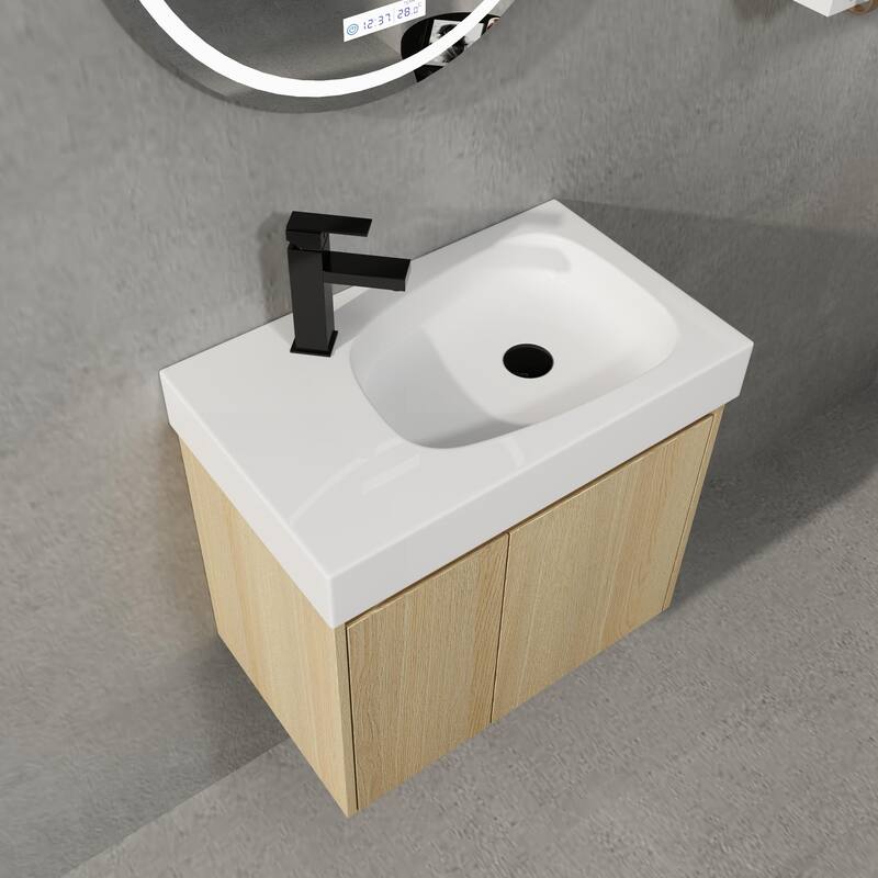 ARTCHIRLY 16/20/24/30/36 Inch Bathroom Vanity With Sink, Floating Bathroom Vanity With Soft Close Door