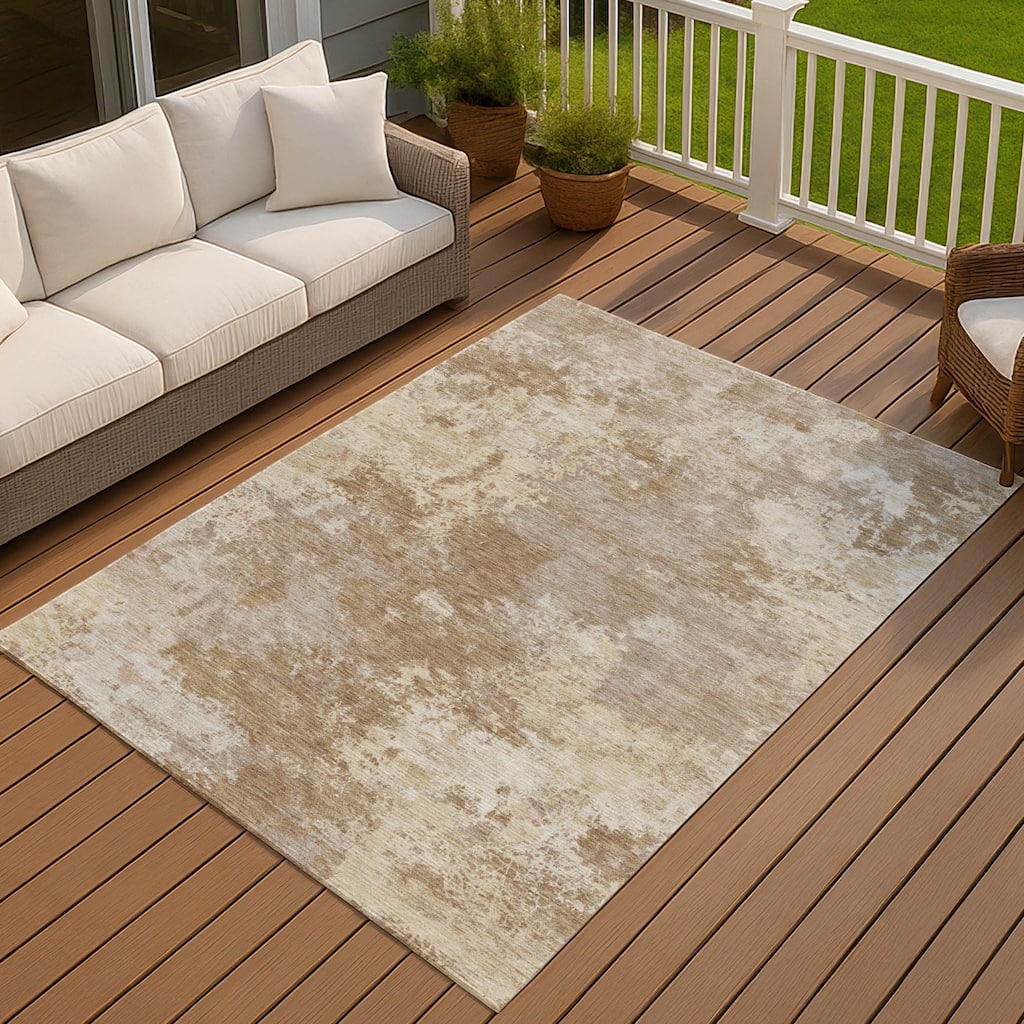 Machine Washable Indoor/ Outdoor Chic Modern Chantille Rug