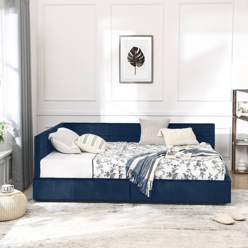Bedroom Storage Upholstered Tufted DayBed With 2-Drawers