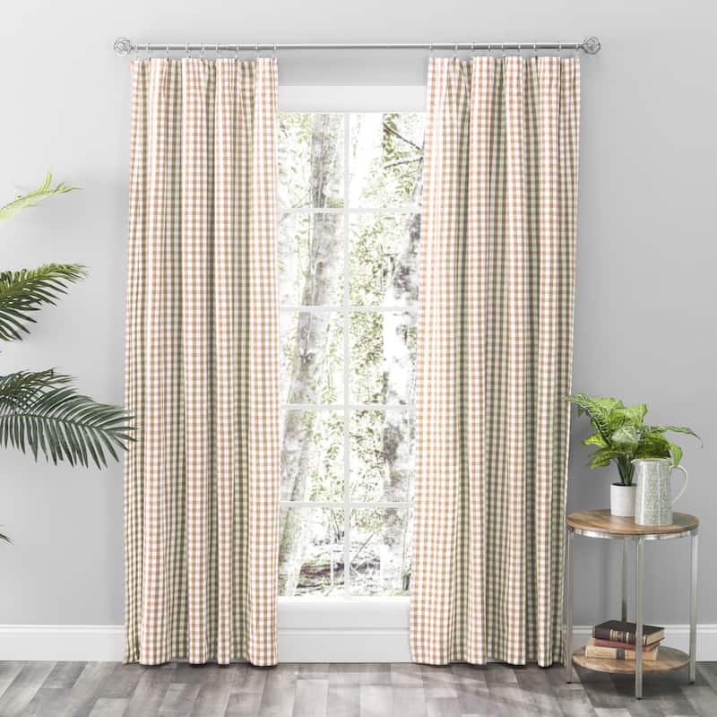 Checkmate Cotton Rod Pocket Tailored Curtain Pair w/Tiebacks or Tailored Valance